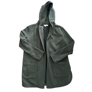 Loft Open-Front Hooded Cardigan Sweater, Size Large, Olive Green, Comfort